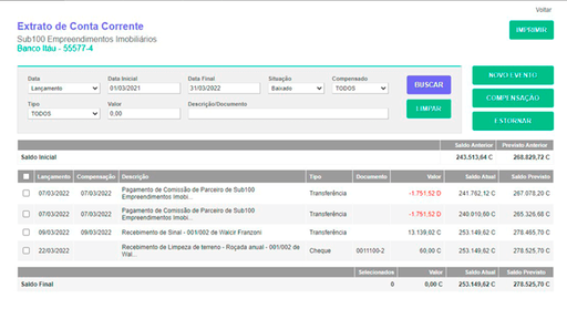 Tela: Conta Corrente