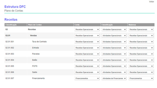 Tela: Estruturação DFC