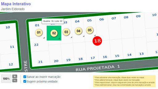 Tela: Marcações simplificadas