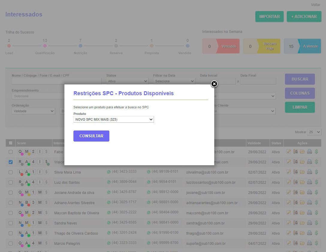 Tela: Aprovação de crédito Tela: Aprovação de crédito
