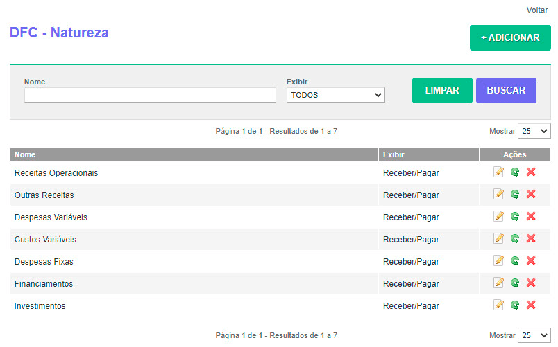 Tela: Estruturação DFC