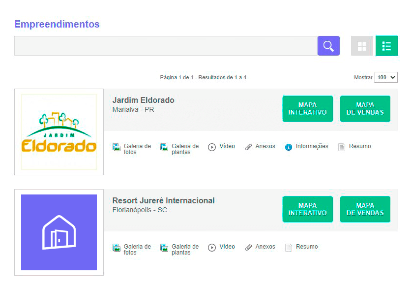 Tela: Empreendimentos