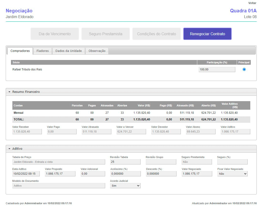Tela: Tela: Aditivo de contratos Tela: Aditivo de contratos