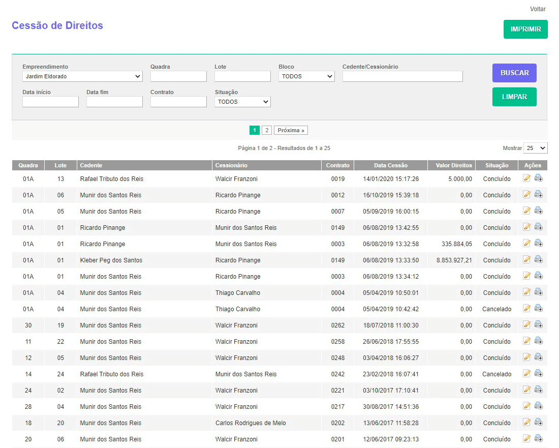 Tela: Tela: Cessão Tela: Cessão
