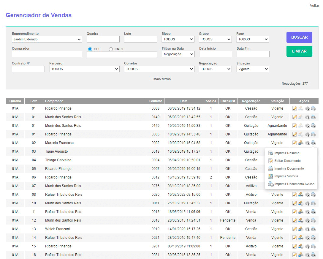 Tela: Tela: Gerenciador de Vendas Tela: Gerenciador de Vendas